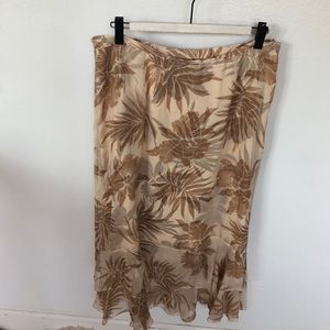 DANA BUCHMAN 100% Silk Floral Flared Skirt